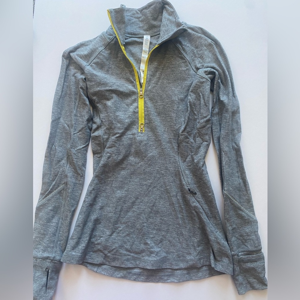 Lululemon Race Your Pace 1/2 Zip, Size: 2, Color: Gray/Yellow